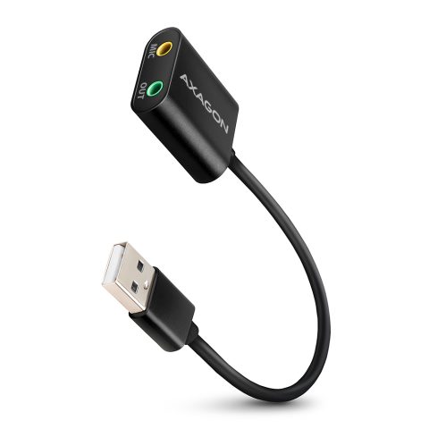 Axagon ADA-12 USB sound card with 15 cm cable and metal body.