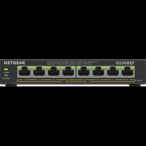 Netgear GS308EP Vadīts L2/L3 Gigabit Ethernet (10/100/1000) Power over Ethernet…