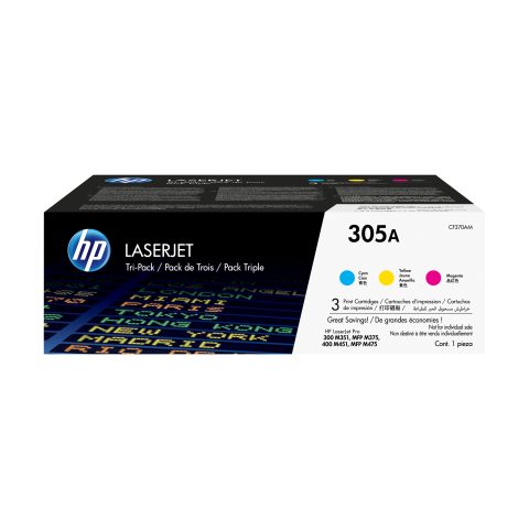 Hewlett Packard (HP) HP 305A 3-pack Cyan/Magenta/Yellow Original LaserJet Toner Cartridges