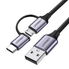 Ugreen US177 USB kabelis USB 2.0 1 m USB A USB C/Micro-USB B 0