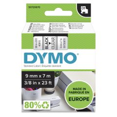 Dymo D1 -Standard Labels - Black on Transparent - 9mm x 7m