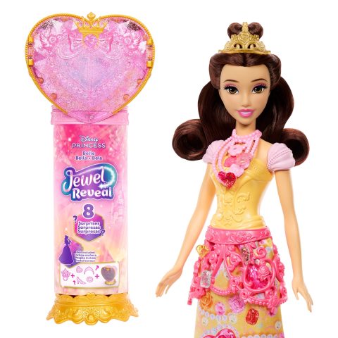 Mattel Disney Princess Jewel Reveal Belle Fashion Doll w/ 8 Surprises Including…