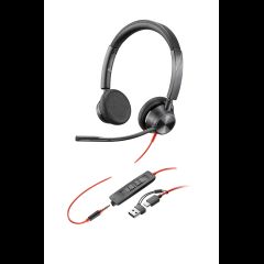 HP Poly Blackwire 3325 Stereo USB-C Headset +3.5mm Plug +USB-C/A Adapter