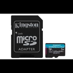 Kingston Technology 1TB microSDXC Canvas Go Plus Gen4 200MB/s A2 U3 V30 Card + Ad…