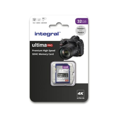 Integral 32GB SDHC UHS-1 U3 CL10 V30 UP TO 100MBS READ 30MBS WRITE