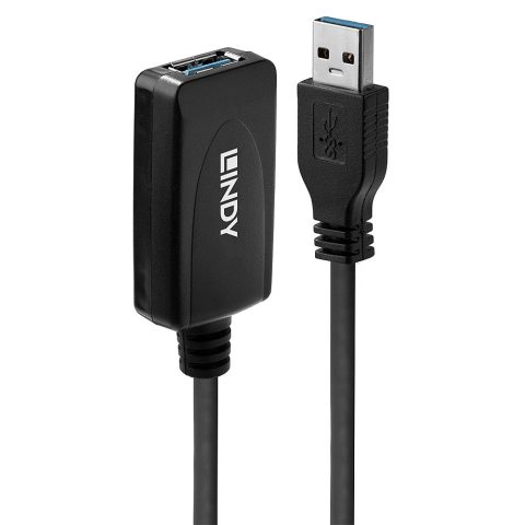 Lindy 43155 USB kabelis USB 3.2 Gen 1 (3.1 Gen 1) 5 m USB A 5 Gbit/s Melns