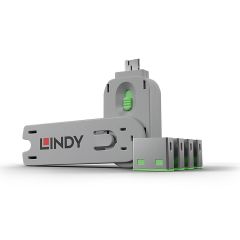 Lindy 40451 заглушка для порта Port blocker + key USB тип-A Зеленый АБС-пласти…