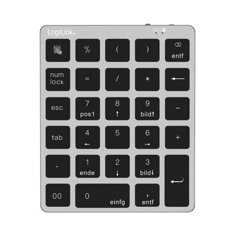 LogiLink ID0212 ciparu klaviatūra Piezīmjdators/PC Bluetooth sistēma Pelēks