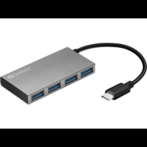 Sandberg 136-20 interfeisa centrmezgls USB 3.2 Gen 1 (3.1 Gen 1) Type-C Balts