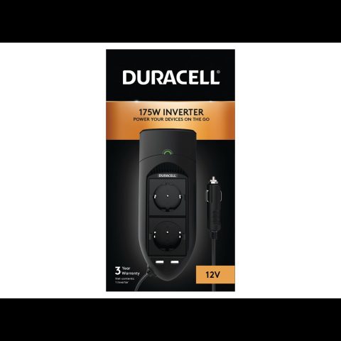 Duracell DRINV15-EU strāvas adapteris & pārveidotājs Iekštelpas 175 W Melns