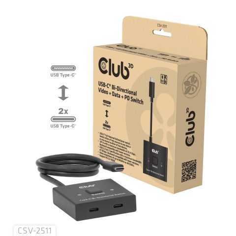 Club 3D CLUB3D CSV-2511 video sadalītājs USB Veids-C 2x DisplayPort