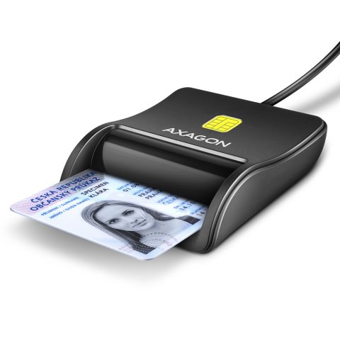 Axagon CRE-SM3N USB Smart card Flat viedkaršu nolasītājs Iekštelpas USB 2.0 Mel…