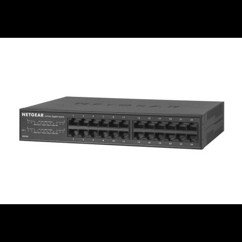 Netgear GS324 Nepārvaldīts Gigabit Ethernet (10/100/1000) Melns