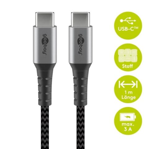 Goobay Textile USB-C to USB-C Cable with Metal Connectors