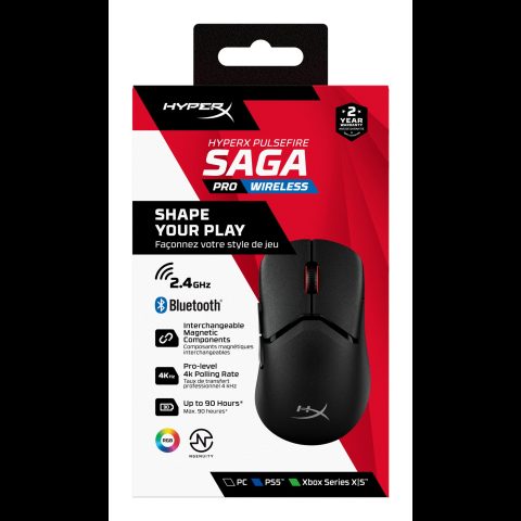 Hewlett Packard (HP) HyperX Pulsefire Saga Wireless – žaidimų pelė (juod…