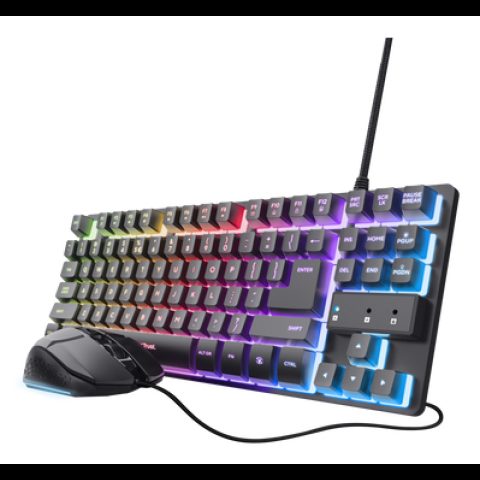 Trust GXT 798 tastatūra Pele iekļauta Speļu USB QWERTY US International Melns