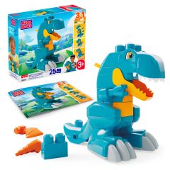 Mattel MEGA BLOKS Fisher-Price Build & Chomp Dinosaur T-Rex Block Toy with Roll…