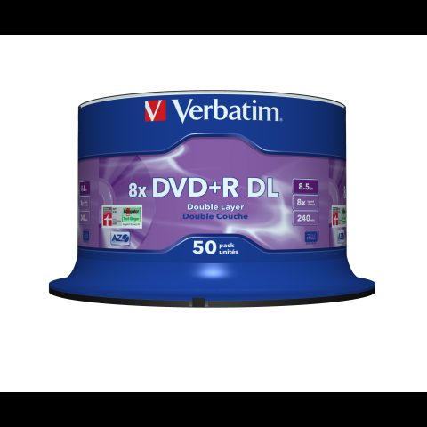 Verbatim DVD+R Double Layer 8x Matt Silver 50pk Spindle 8