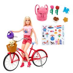 Mattel Barbie Pink Passport Holland Doll Set with Bicycle