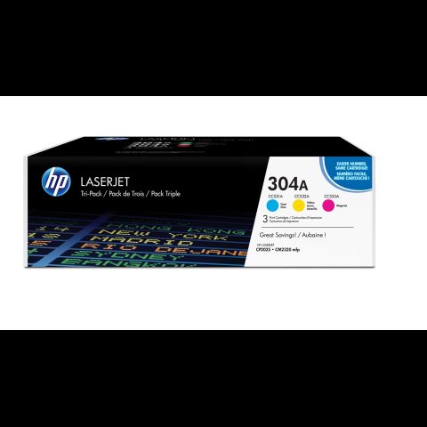 Hewlett Packard (HP) HP 304A 3-pack Cyan/Magenta/Yellow Original LaserJet Toner Cartridges