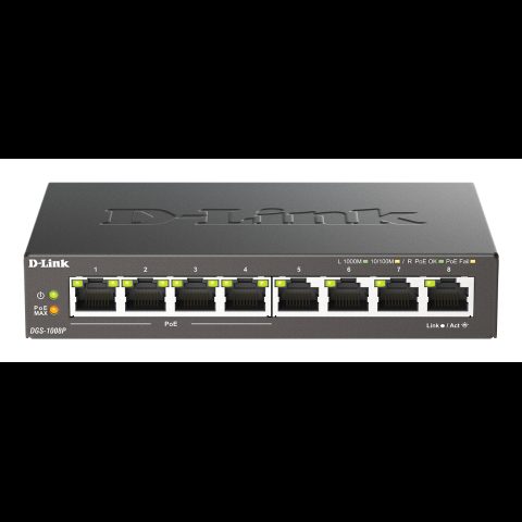 D-Link DGS-1008P/E сетевой коммутатор Неуправляемый L2 Gigabit Ethernet (10/100…