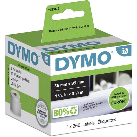Dymo 1983172 printera etiķete Balts Pašlīmējošās printera uzlīmes
