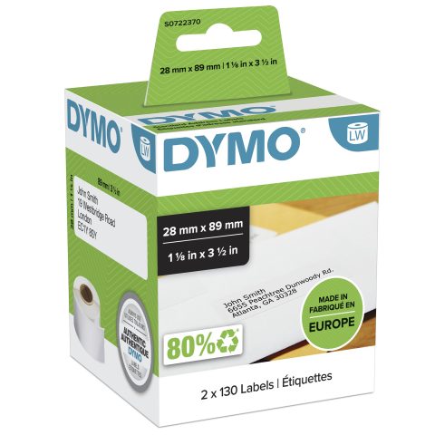 Dymo LW - Standard Address Labels - 28 x 89 mm - S0722370 Balts Pašlīmējošās…