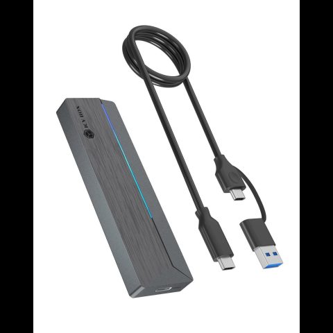 RaidSonic ICY BOX M.2 SATA/NVMe SSD Enclosure with USB 3.2 Gen 2 Type-C and RGB li…