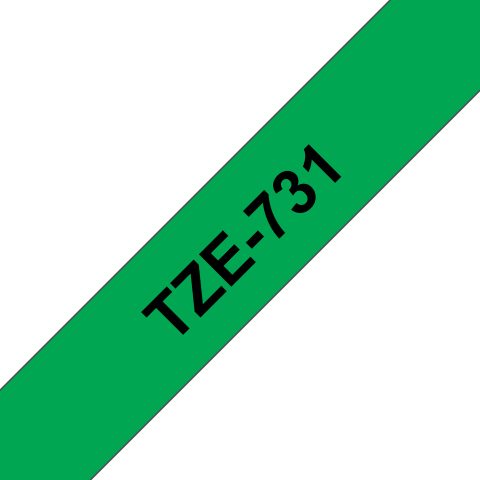 Brother TZE-731 marķēšanas lenta Melns uz zaļa