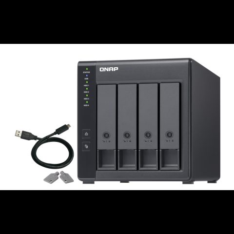 QNAP TR-004 cieto disku uzglabāšanas sistēma HDD/SSD korpuss Melns 2.5/3.5"