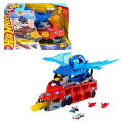 Mattel Hot Wheels City Ultimate Dual Dragon Transporter & 2 1:64 Scale Toy Cars