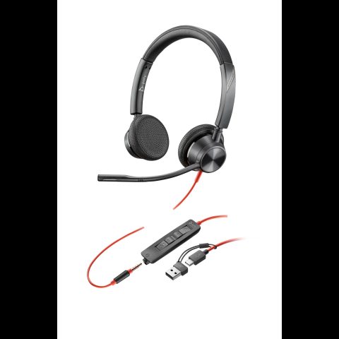 HP Poly Blackwire 3325 stereo USB-C galvas tālrunis + 3