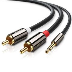 Ugreen 10590 audio kabelis 3 m 2 x RCA 3.5mm Melns