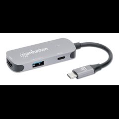 Manhattan 190299 dokstacija Vadu USB 3.2 Gen 1 (3.1 Gen 1) Type-C Sudrabs
