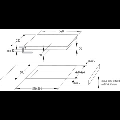 Gorenje GI6401BCE Melns Iebūvēts 59.5 cm Zonas indukcijas plīts 4 zone(s)