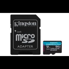 Kingston Technology 64GB microSDXC Canvas Go Plus Gen4 200MB/s A2 U3 V30 Card + A…