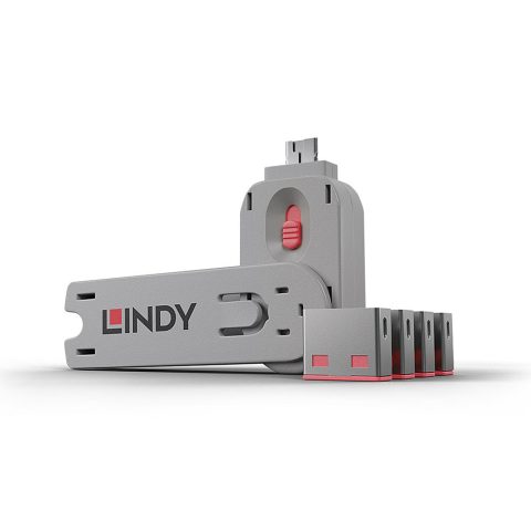 Lindy 40450 porta bloķētājs Porta bloķētājs + atslēga USB Type-A Rozā Akriloni…