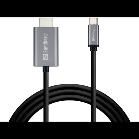 Sandberg 136-21 video kabeļu aksesuārs 2 m USB Veids-C HDMI Sudrabs