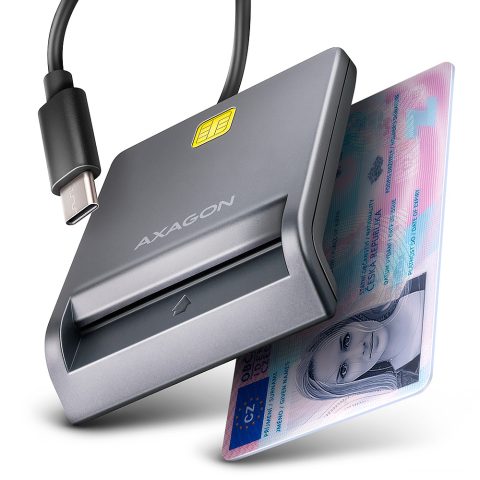 Axagon CRE-SM3TC viedkaršu nolasītājs Iekštelpas USB USB Veids-C Pelēks