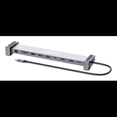 Manhattan 190398 dokstacija Vadu USB 3.2 Gen 1 (3.1 Gen 1) Type-C Pelēks