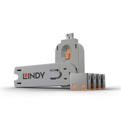 Lindy 40453 porta bloķētājs Porta bloķētājs + atslēga USB Type-A Oranžs Akrilo…