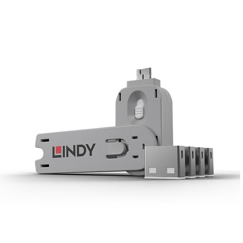 Lindy 40454 porta bloķētājs Porta bloķētājs + atslēga USB Type-A Balts Akrilon…