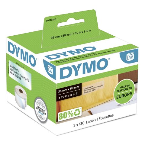 Dymo LW - Large Address Labels - 36 x 89 mm - S0722410 Caurspīdīgs Pašlīmējoš…