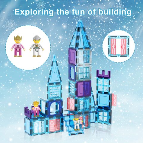 Picasso Tiles PicassoTiles 72 pc Ice Winter Theme Magnetic Tiles set