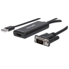 Manhattan 152426 video kabeļu aksesuārs 1 m USB Type-A + VGA (D-Sub) HDMI Melns