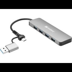 Sandberg USB-C/A to 4xUSB 3.0 Hub USB 3.2 Gen 1 (3.1 Gen 1) Type-A + Type-C 5000…