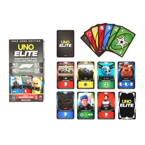 Mattel Games UNO Elite Formula 1 2025 Core Edition Starter Pack Card Game with…