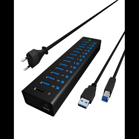 Icy Box IB-AC6113 USB 3.2 Gen 1 (3.1 Gen 1) Type-B 5000 Мбит/с Черный