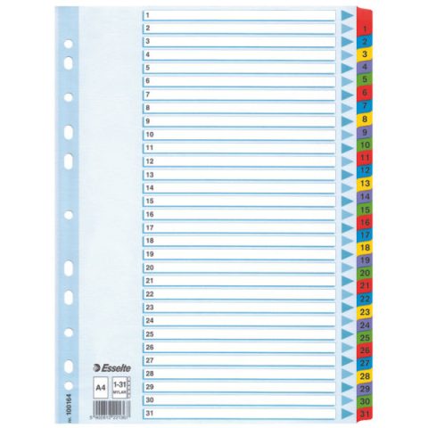 Esselte Mylar Indices & Dividers Numuru ciļņu rādītājs Kartona kārba/tetrapaka D…