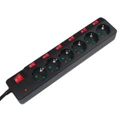 LogiLink LPS233 power extension 1.5 m 6 AC outlet(s) Indoor Black